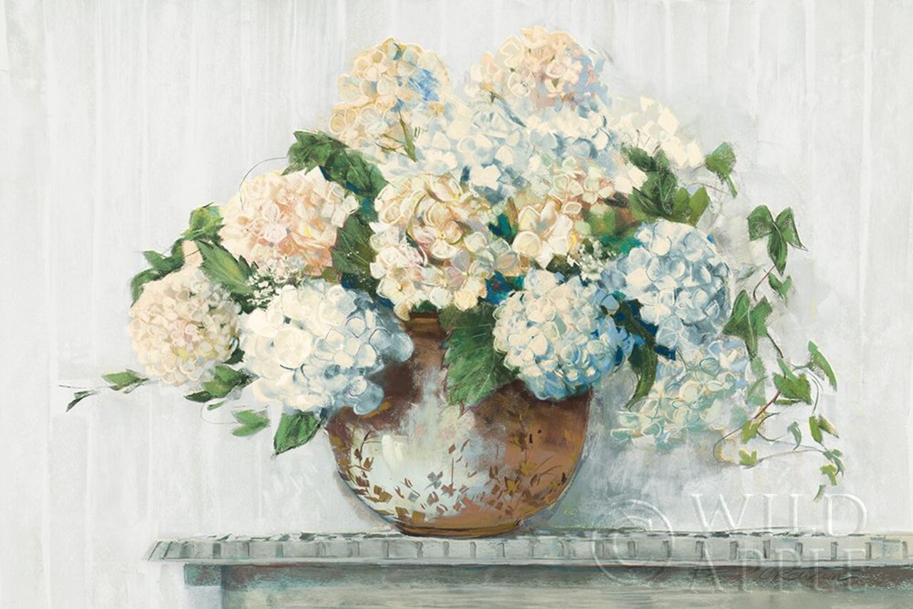 White Hydrangea Cottage Poster Print by Carol Rowan - Item # VARPDX51425